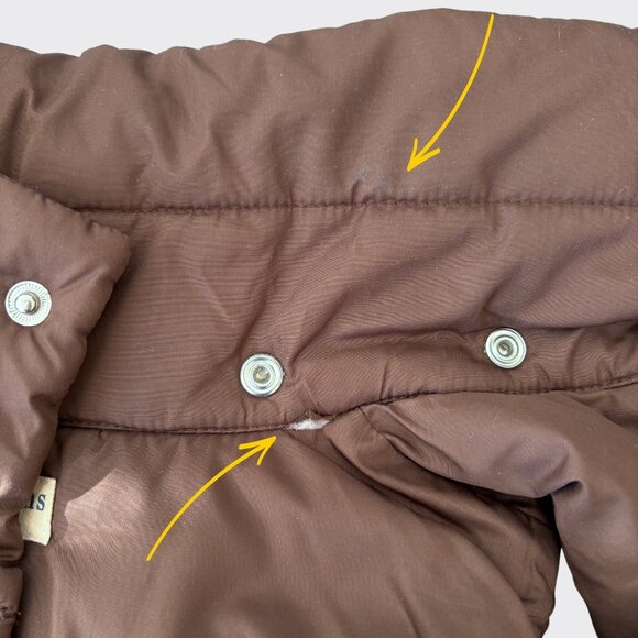 Tommy Jeans Vintage Brown Padded Vest Faux Fur Hood Removable Size S - Picture 10 of 15